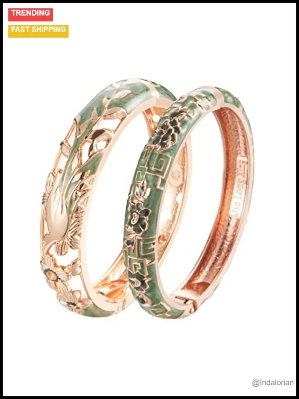 Handcrafted Alloy and Crystal Bangle Bracelet with Enamel Bird Floral Design,